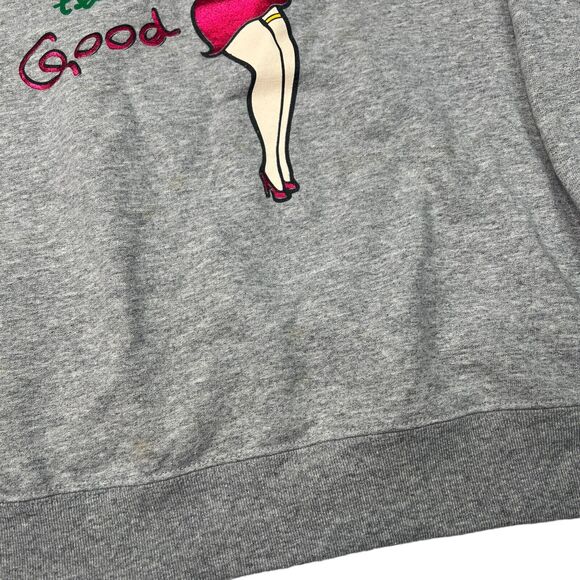 Betty Boop VTG 2004 Santa Christmas Holiday Crewneck Sweatshirt FLAW Gray Large - Picture 4 of 7